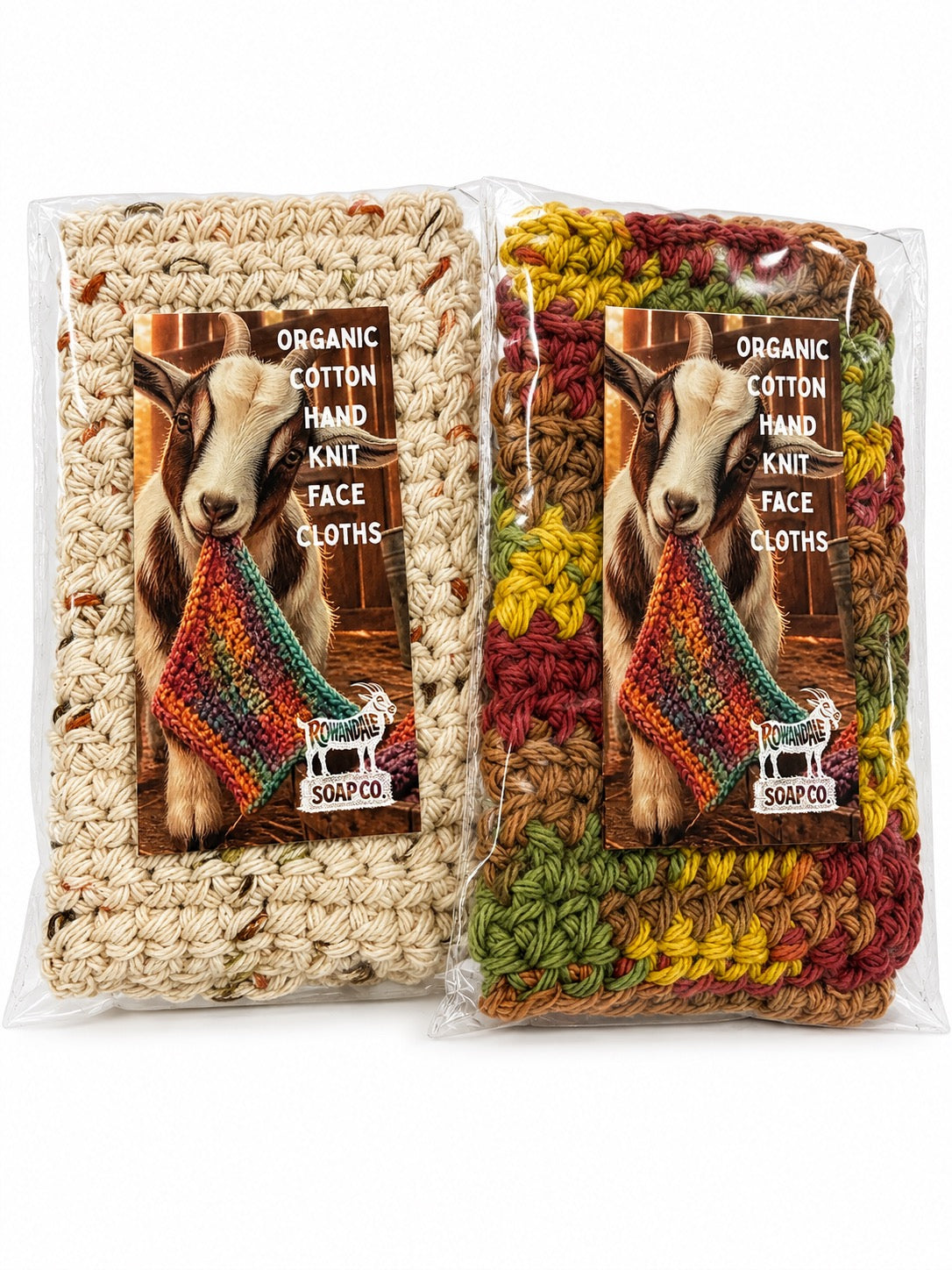 Organic Cotton Hand-Knit Facecloths